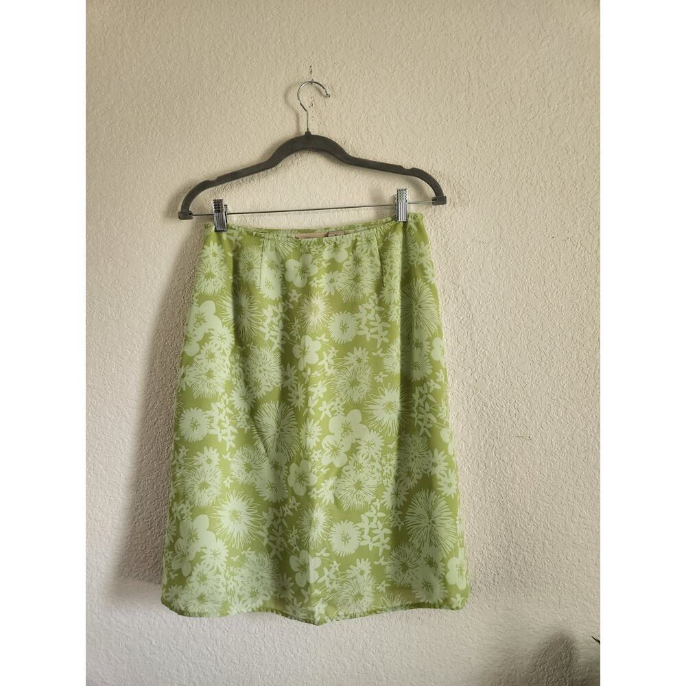 Y2k Lime Green Apostrophe Mid Length Skirt Women's Sz 10